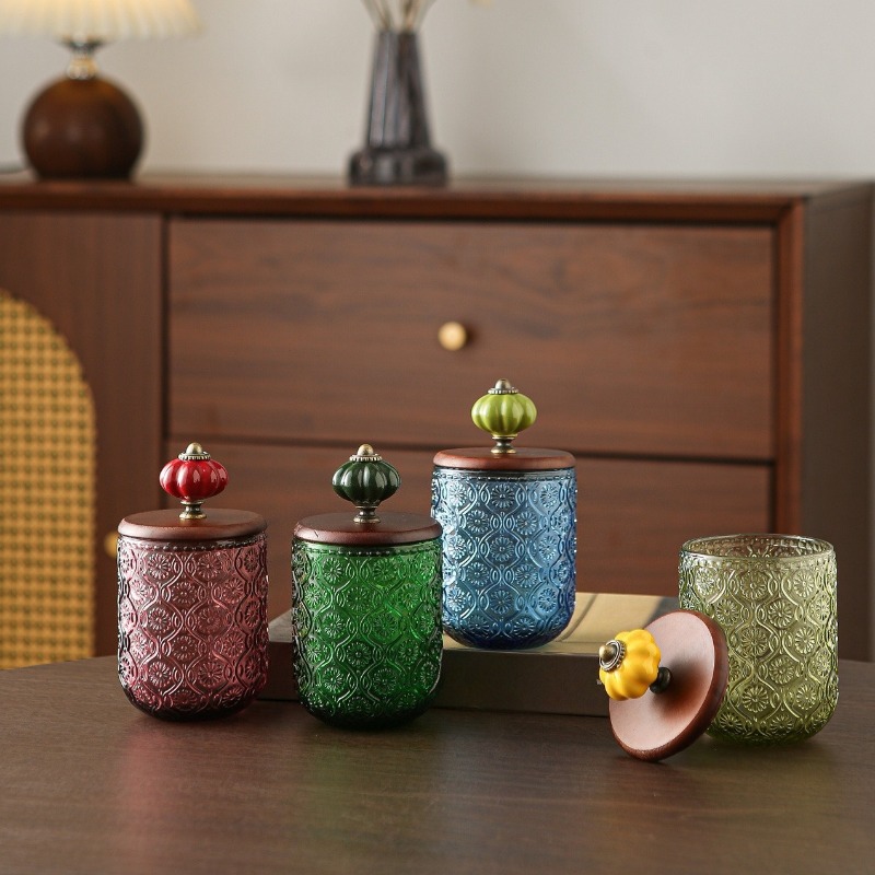 Retro glass cotton swab storag - огляд і ціна Candle Making Jars With Lids