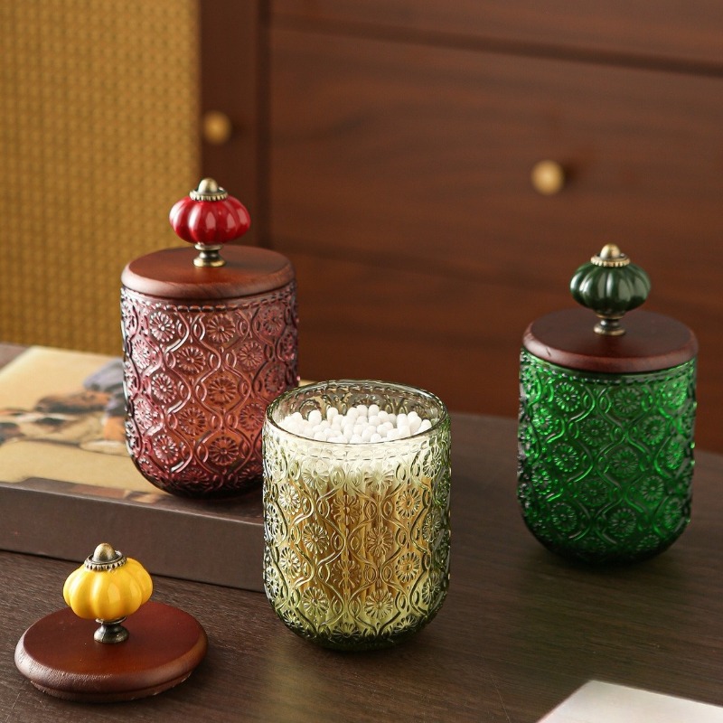 Retro glass cotton swab storag - огляд і ціна Candle Making Jars With Lids