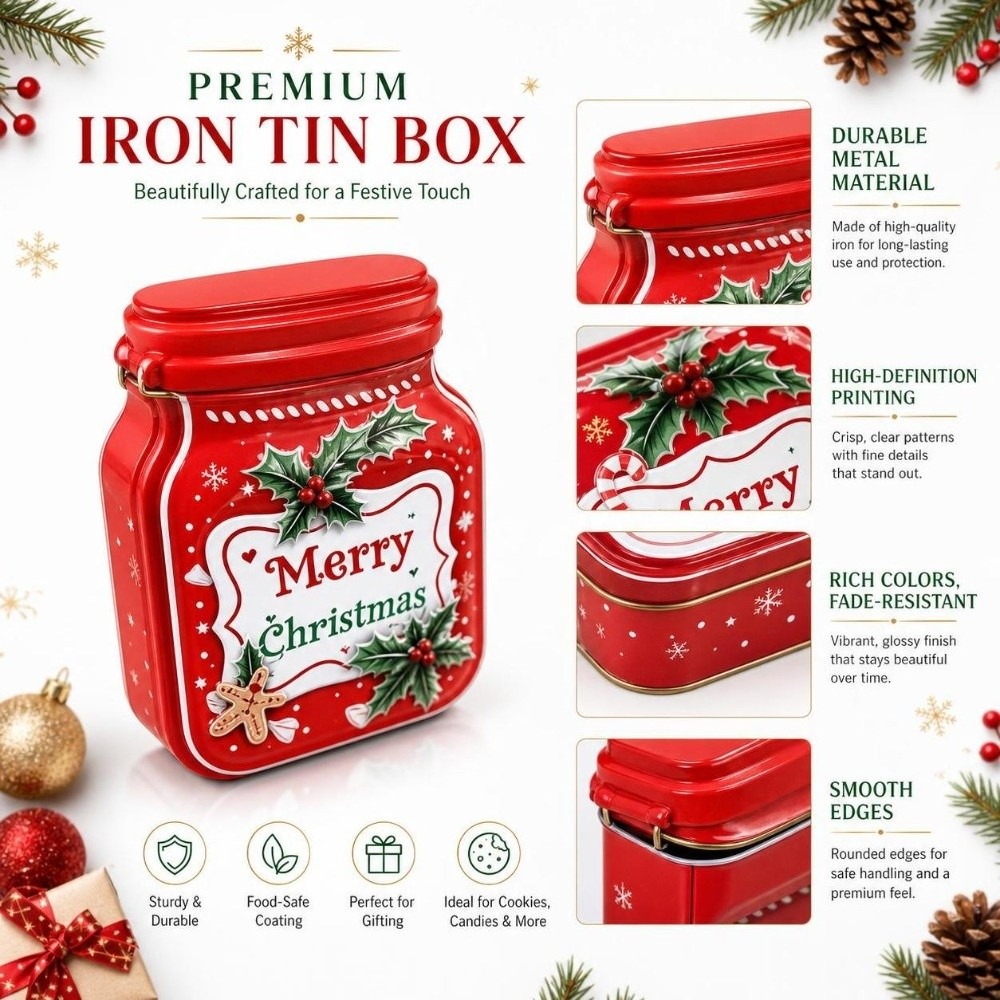 Portable Metal Christmas Tin B - огляд і ціна Tin Container Lid